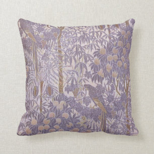 Almofada Teste padrão tropical do papagaio do vintage roxo