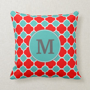 Almofada Teste padrão vermelho de Quatrefoil da cerceta do
