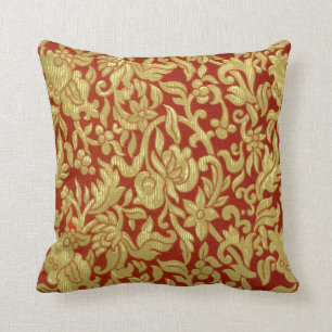 Almofada Teste padrão vermelho e Dourado chinês