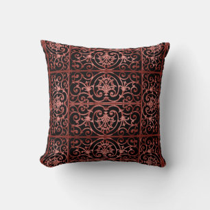 Almofada Teste padrão vermelho e preto do scrollwork