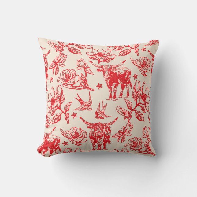 Almofada Texas Longhorn Cattle Bull Pattern Pillow Gifts (Frente)