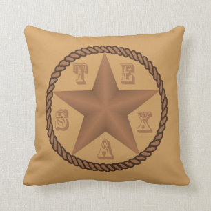 Almofada Texas Star com corda e Travesseiro de texto qualqu
