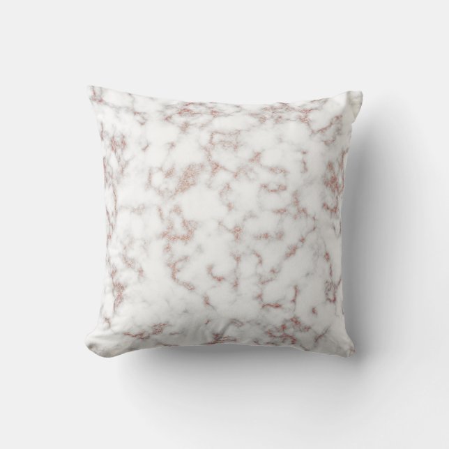 Almofada Têxteis Dourados com Rosa de Mármore Branco (Frente)