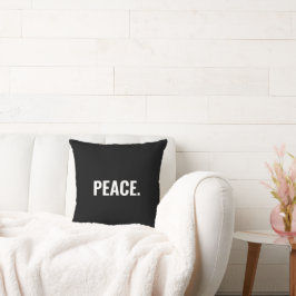Almofada Texto branco preto de paz personalizado minimalist