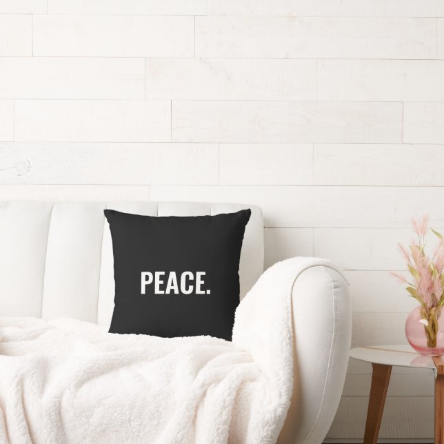 Almofada Texto branco preto de paz personalizado minimalist (Sofá)