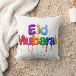 Almofada Texto colorido de Eid Mubarak com gotejamento de t