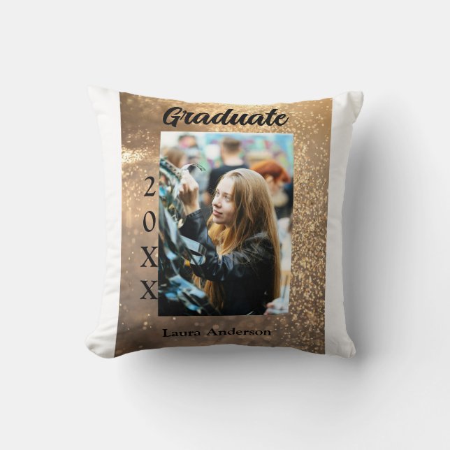 Almofada Texto de classe de nome de adição de graduação de  (Frente)