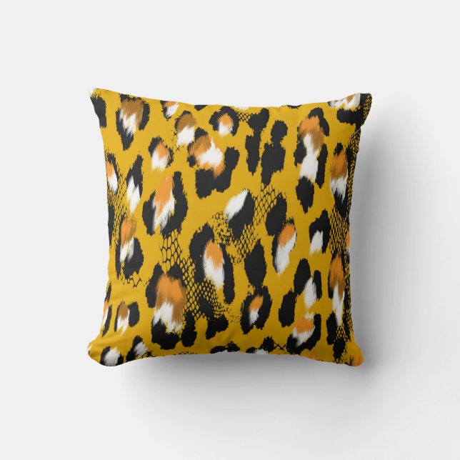 Almofada Texto do Leopardo Fundo de Impressão de Animais (Frente)