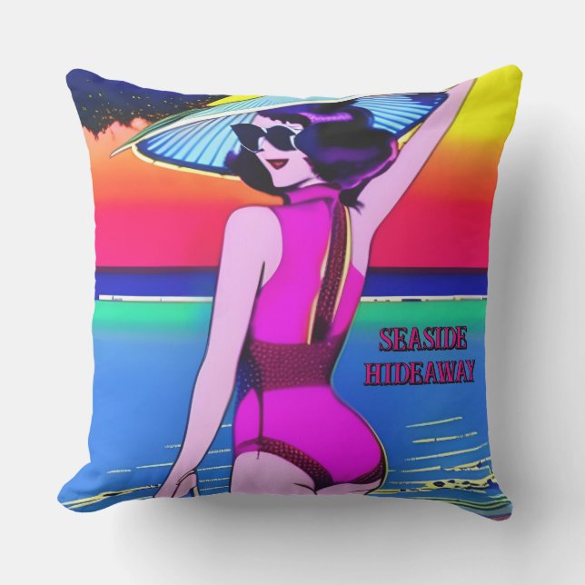 Almofada Texto editável da Garota Banheira Glam dos anos 19 (Frente)