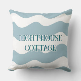 Almofada Texto editável de ondas azuis claras