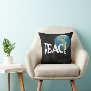 Almofada Texto "Ensinar a Paz" com o planeta Terra