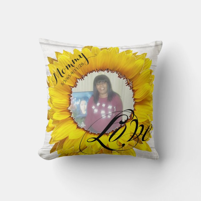 Almofada Texto Fotográfico personalizado do Sunflower (Frente)