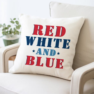 Almofada Texto Patriótico Vermelho Branco e Azul em Negrito
