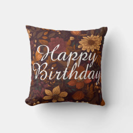 Almofada Texto Personalizado Beleza Floral Outono marrom es