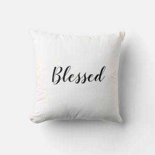 Almofada Texto personalizado branco-preto abençoado, bonit