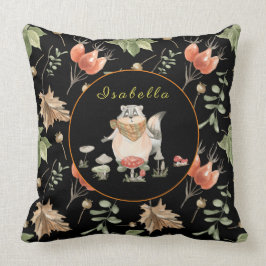 Almofada Texto Personalizado Do Raccoon Botânico, Cor 20"X2