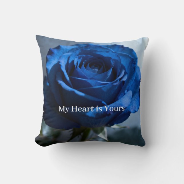 Almofada Texto Personalizado – Presente Floral Rosa Azul Ro (Frente)