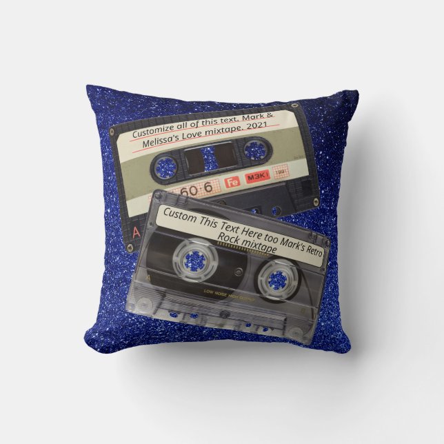 Almofada Texto Personalizado | Retro Love Music Cassette Mi (Frente)