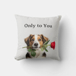 Almofada texto personalizado valentine cachorro segurando r