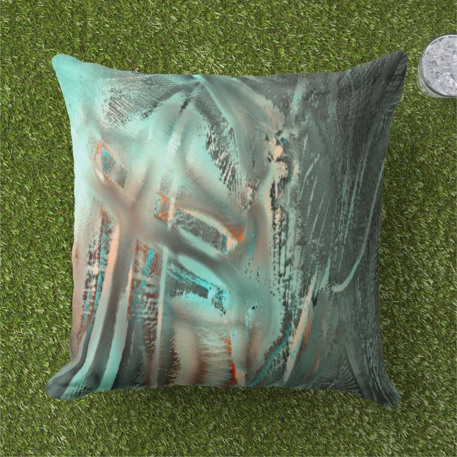 Almofada Textura ciana acinzentada e recorte digital rugoso (Grama)