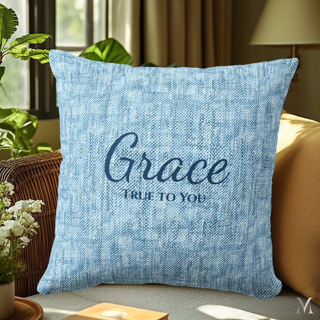 Almofada Textura clara de denim azul | Página Russo Persona (Criador carregado)