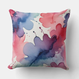 Almofada Textura cor-de-água rosa, azul e púrpura