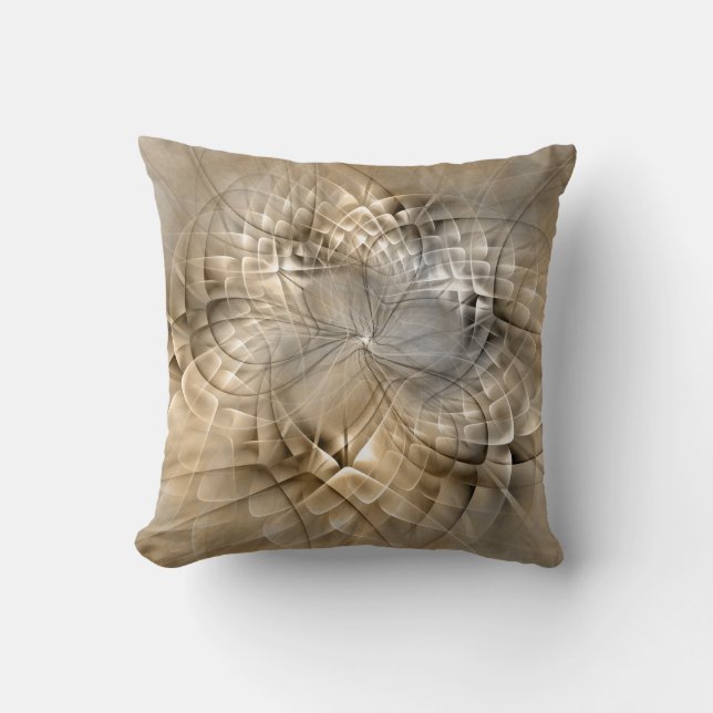 Almofada Textura de Arte Fractal Moderno Abstrato Tons da T (Frente)