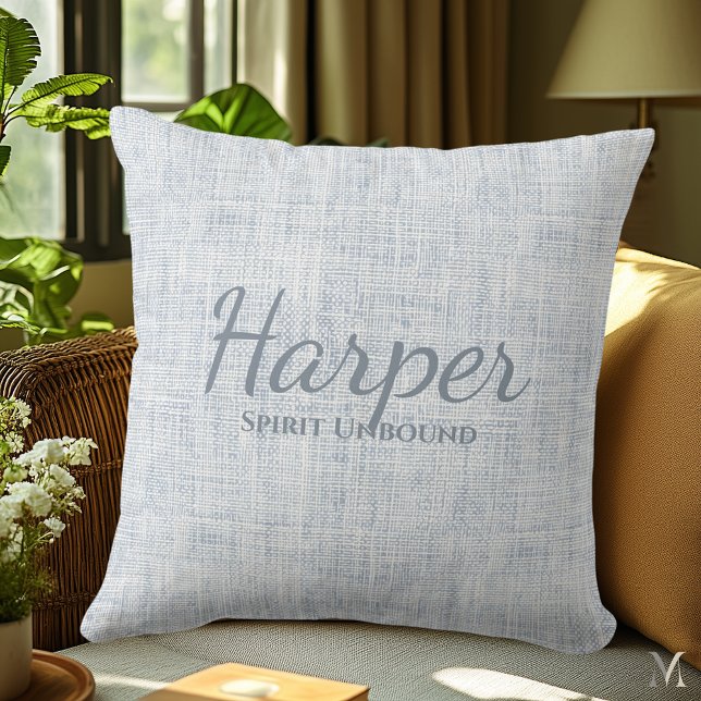 Almofada Textura de Denim de Cinza Leve | Decor Russo Perso (Criador carregado)