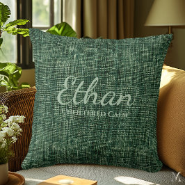 Almofada Textura de Denim Verde Floresta | Casa Rústica Per