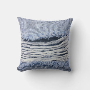 Almofada Textura de Jeans rasgados azuis claros