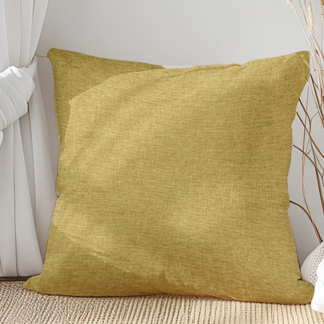 Almofada Textura de Linho Amarelo Mostarda (Criador carregado)