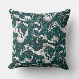 Almofada Textura de manchas brancas misturadas em aquamarin