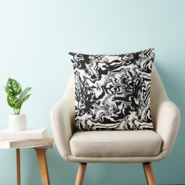 Almofada Textura de mármore - Abstrato preto e branco sem c