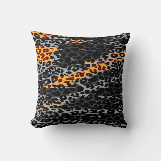 Almofada textura de pele com estampa de leopardo retrô (Frente)