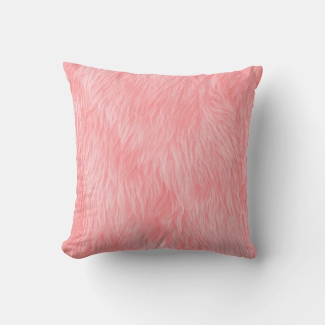 Almofada Textura de pele de lã rosa macia (Frente)