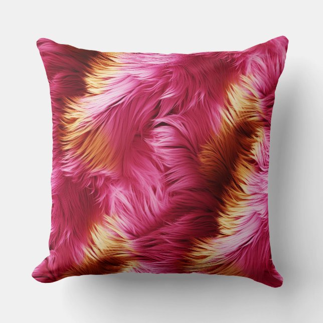 Almofada Textura de pelo de monstro falso rosa e laranja di (Frente)