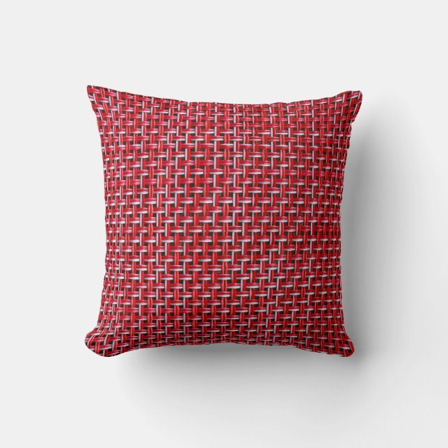 Almofada Textura de Rattan do Wicker Red Bamboo (Frente)