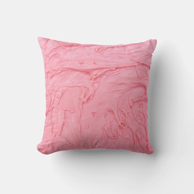 Almofada Textura de Sorvete de Morango Rosa (Frente)