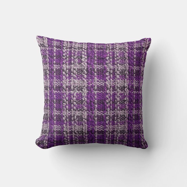 Almofada Textura de tecido de tartã roxo útil como backgr (Frente)