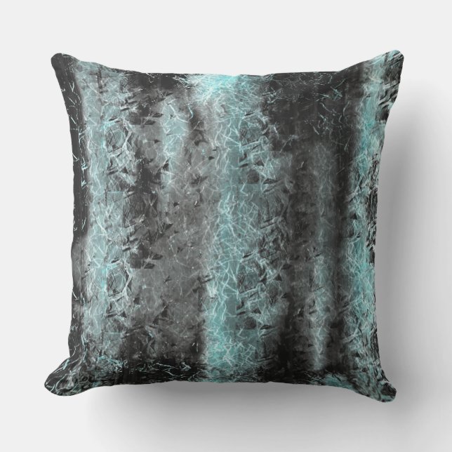 Almofada Textura fibrosa estranha em azul claro e preto (Frente)