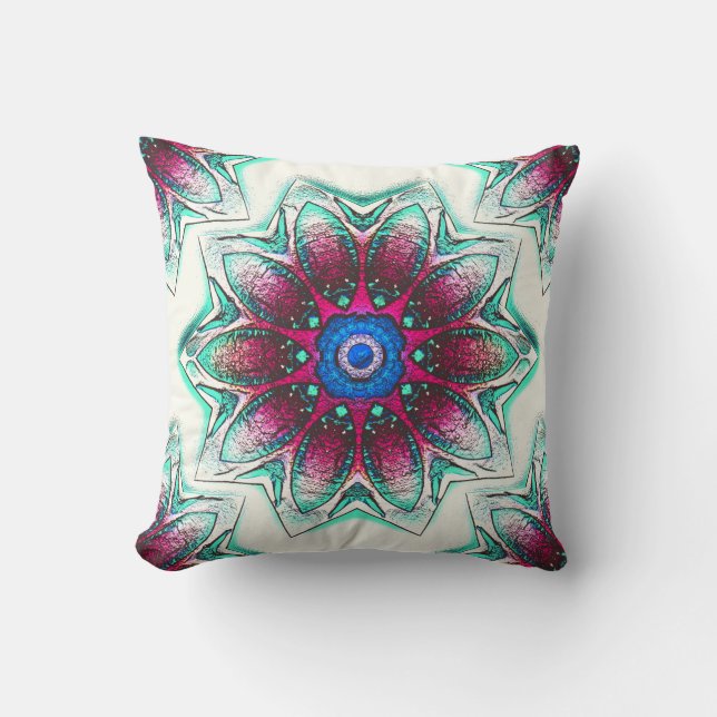 Almofada Textura floral de desenho de ciano metálico a tint (Frente)