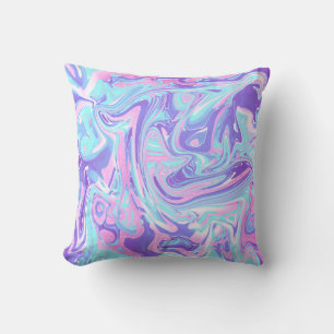 Almofada Textura Líquida do Mármaco Azul e Roxo