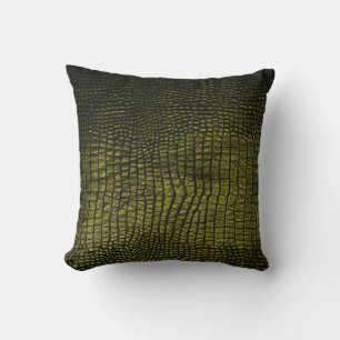 Almofada Textura luxuosa de crocodilo escuro.