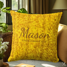 Almofada Textura Mínima de Linho em Amarelo Mostarda Quente