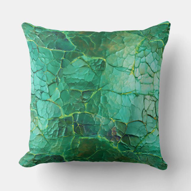 Almofada Textura rachada em tons de verde e turquesa (Frente)