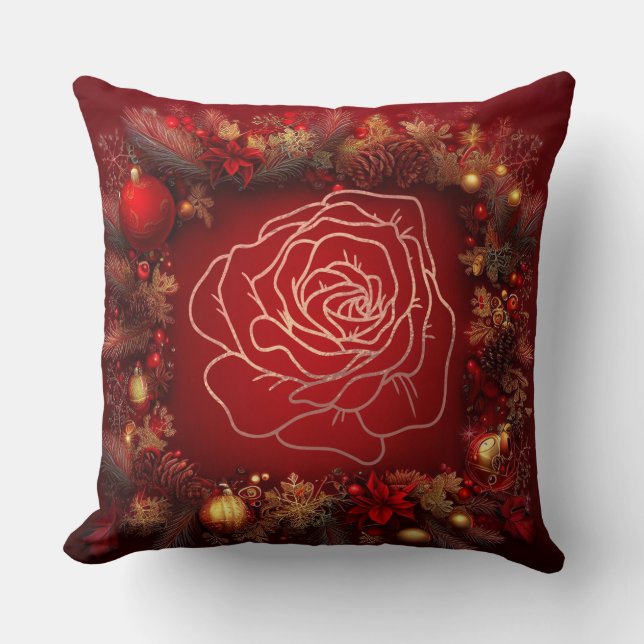 Almofada Textura rica e luxuosa de Natal Feliz Natal (Frente)