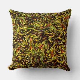 Almofada textura rústica do ouro com traços escuros e laran