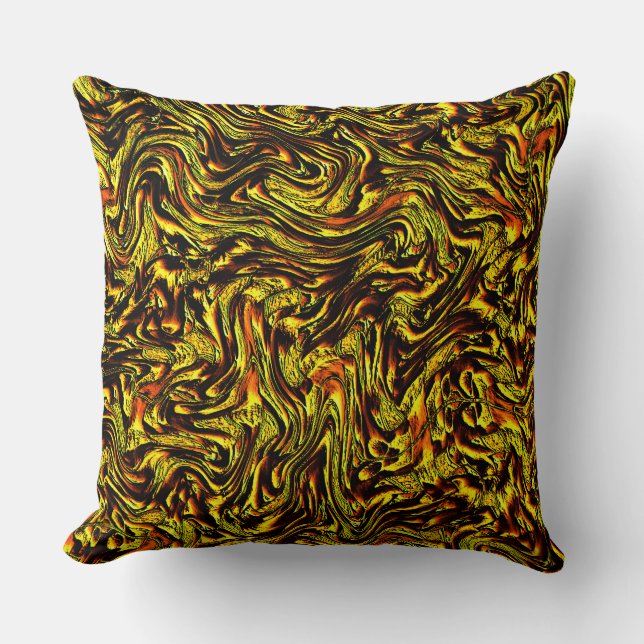 Almofada textura rústica do ouro com traços escuros e laran (Frente)