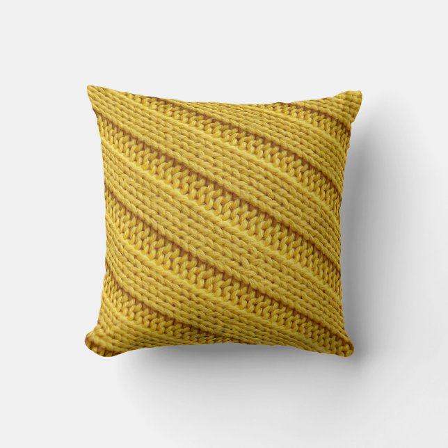 Almofada Textura têxtil colorida de malha. Amarelo. (Frente)