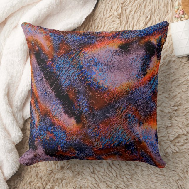 Almofada Textura velenta manchada com tinta de óleo vermelh (Cobertor)